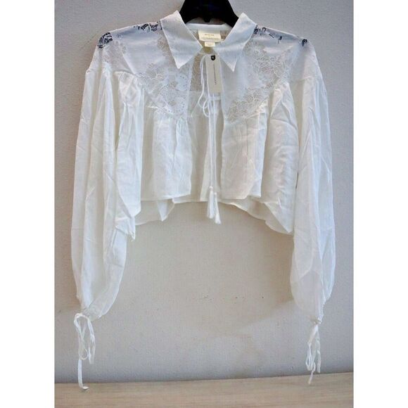 Maeve x Anthropologie 046256 Women's One Size White Cropped Lace Shrug - Picture 1 of 14